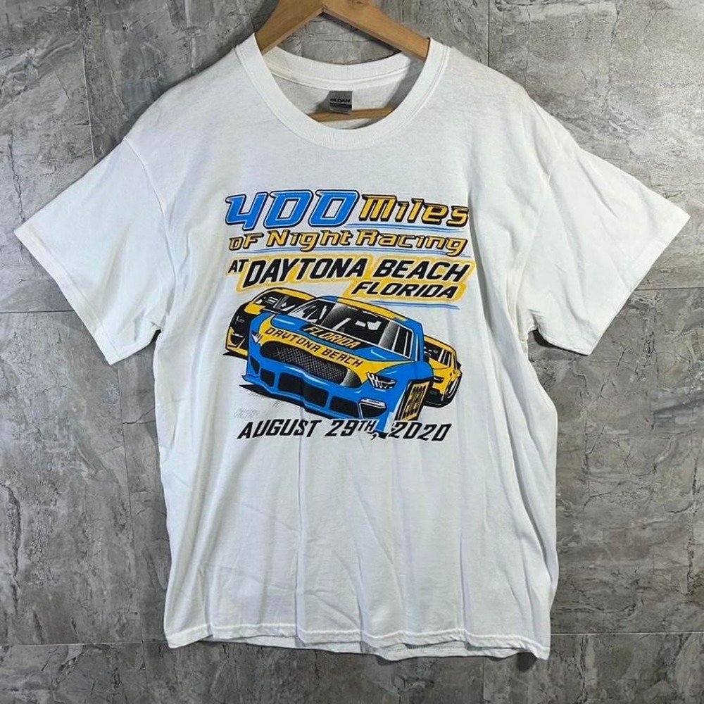2020 Daytona Beach Florida NASCAR‎ white t-shirt Men's Large  #racing #nascar